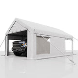 Garvee 10'x20' Heavy-Duty Carport Canopy - 180G Waterproof PE Cover, 0.8mm Steel Frame, Portable Garage Shelter for Trucks, Boats & SUVs, White - White