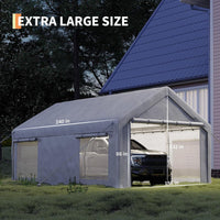 Garvee 10'x20' Heavy-Duty Carport Canopy - 180G Waterproof PE Cover, 0.8mm Steel Frame, Portable Garage Shelter for Trucks, Boats & SUVs, White