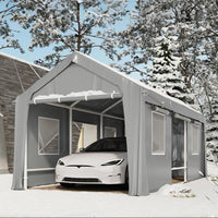 Garvee Carport Zipper Door Replacement for Portable Garage - 220G PE Fabric, Fits 13' x 20' and 13' x 25' Frames - Gray (Frame Not Included)