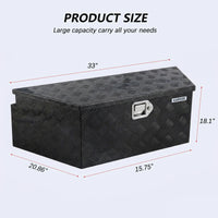 Garvee 33Inch Trailer Tongue Boxes,Heavy Duty Aluminum Trailer Tool Box With Lock and Keys,Diamond Plate Storage Box,Waterproof Trailer Box for Pick Up Truck Bed,RV Trailer,Black