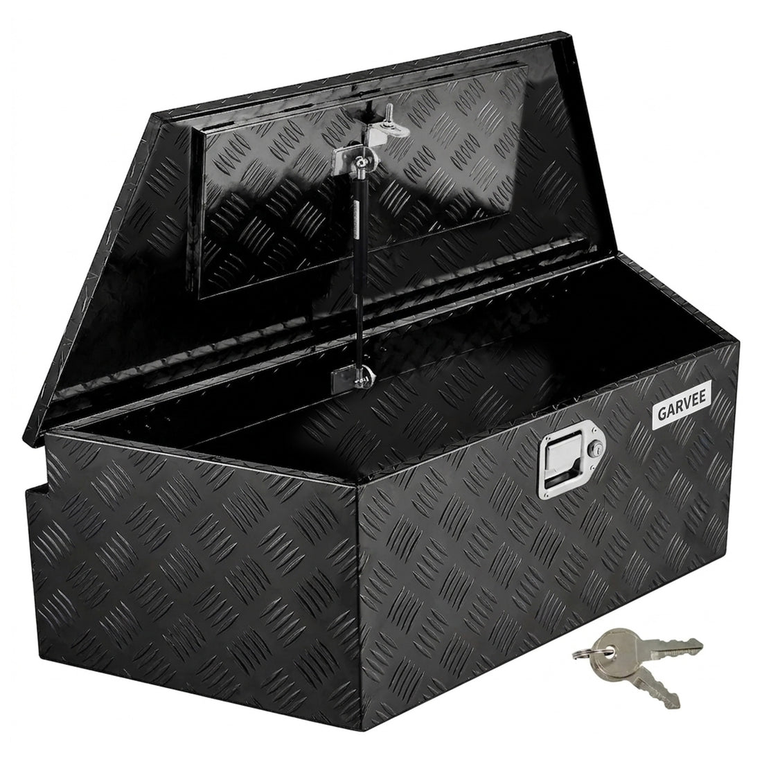 Garvee 39Inch Trailer Tongue Boxes,Heavy Duty Aluminum Trailer Tool Box With Lock and Keys,Diamond Plate Storage Box,Waterproof Trailer Box for Pick Up Truck Bed,RV Trailer,Black