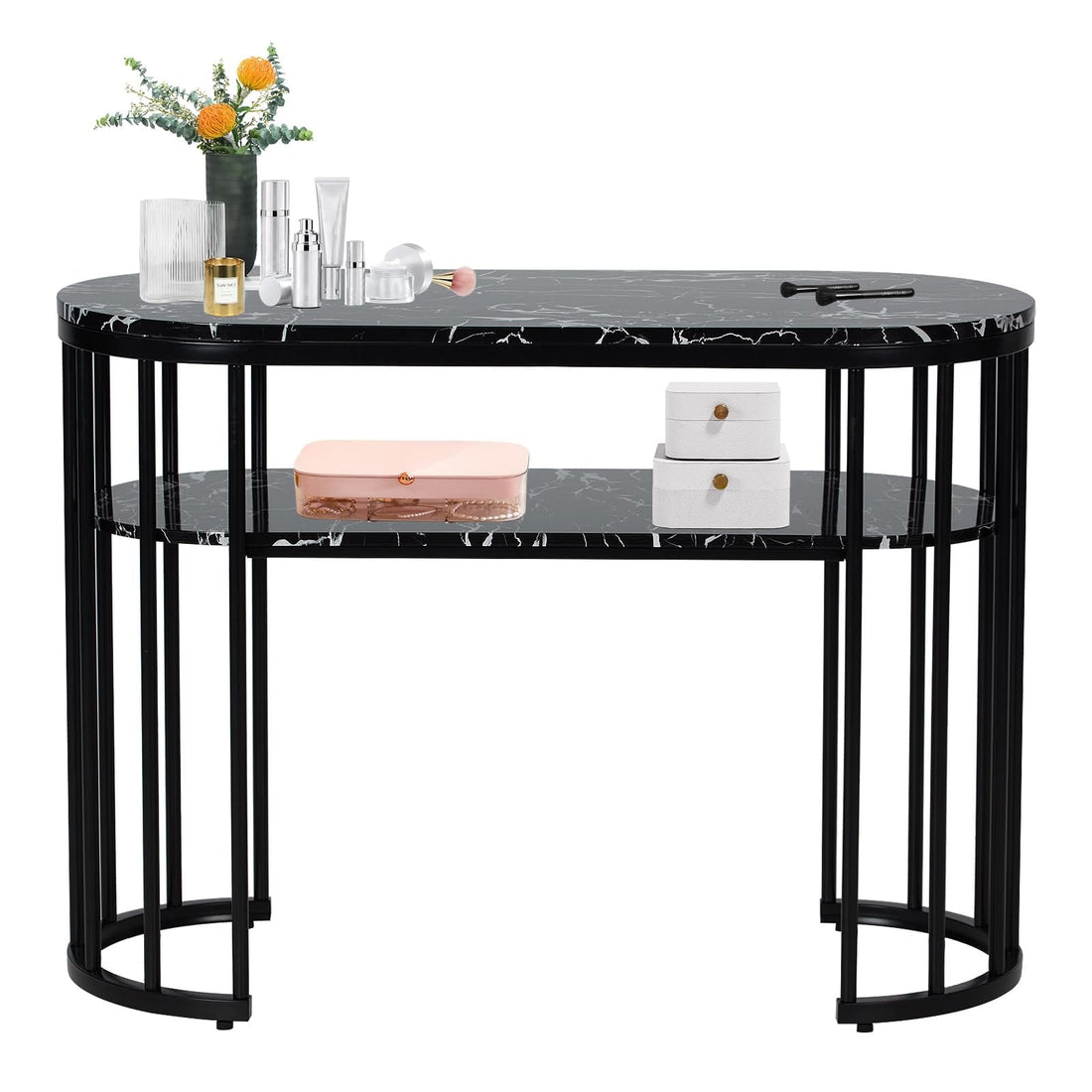 43"L Nail Equipment, Marbling Texture Manicure Table for Salon