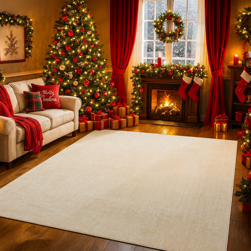 Garvee Extra Large Living Room Rug 9x12 Washable Non Slip Rubber Backing Low Pile Thin Non-Shedding Polyester Fibre TPR Foldable Accent Mat for Office