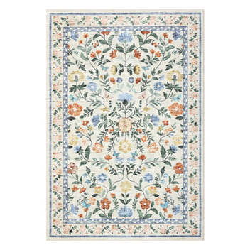 Garvee Floral 9x12 Green Washable Area Rug for Living Room, Non-Slip Non-Shedding Soft Vintage Rug, Low Pile Farmhouse Floral Carpet, Non-Shedding Indoor Foldable Printed Rug for Bedroom