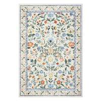 Garvee Floral 9x12 Green Washable Area Rug for Living Room, Non-Slip Non-Shedding Soft Vintage Rug, Low Pile Farmhouse Floral Carpet, Non-Shedding Indoor Foldable Printed Rug for Bedroom