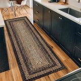 Garvee 2' × 8' Woven Border Runner Rug, Soft Washable Low-Pile Polyester Carpet with Non-Slip Backing for Hallway, Kitchen and Entryway, Black/Beige - Black/Beige