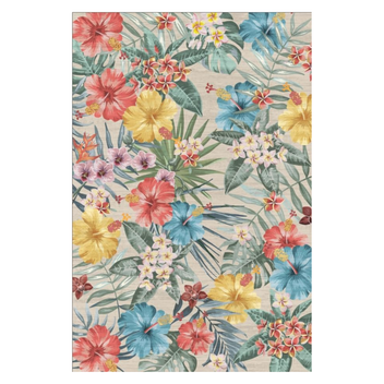 Garvee Bedroom Rug Washable Area Rug Non Slip Low Pile Boho Floral Carpet Beige 6x9ft