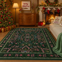 Garvee Washable Area Rug 8x10 Boho Floral Soft Low Pile Carpet for Living Room Bedroom Dining Room Nursery Hallway Green