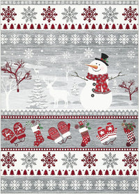 Garvee Extra Large Christmas Rug 9x12 Washable Rug Non Slip, Decorative Xmas Holiday Carpet, Low Pile Foldable Floor Covering, Soft Thin Non Shedding Printed Mat for Open Spaces Office, Grey