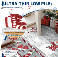 Garvee Washable Runner Rug 2x8 Christmas Runner for Hallway Non Slip Holiday Accent Rug, Xmas Santa Snowflake Printed Bedside Mat, Low Pile Non Shedding Kitchen Carpet for Laundry, Grey