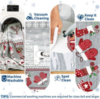 Garvee Washable Runner Rug 2x8 Christmas Runner for Hallway Non Slip Holiday Accent Rug, Xmas Santa Snowflake Printed Bedside Mat, Low Pile Non Shedding Kitchen Carpet for Laundry, Grey