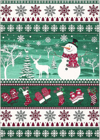 Garvee Extra Large Christmas Rug 9x12 Washable Rug Non Slip, Decorative Xmas Holiday Carpet, Low Pile Foldable Floor Covering, Soft Thin Non Shedding Printed Mat for Open Spaces Office, Green
