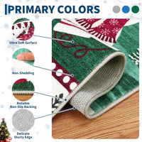Garvee Extra Large Christmas Rug 9x12 Washable Rug Non Slip, Decorative Xmas Holiday Carpet, Low Pile Foldable Floor Covering, Soft Thin Non Shedding Printed Mat for Open Spaces Office, Green