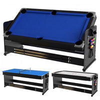 Garvee 7ft 3-in-1 Multi-Game Swivel Combination Table, Convertible Billiard Pool Table, Air Hockey & Table Tennis Multi Table with Patented Flip & Lock System for Family Game Room - Blue