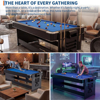 Garvee 7ft 3-in-1 Multi-Game Swivel Combination Table, Convertible Billiard Pool Table, Air Hockey & Table Tennis Multi Table with Patented Flip & Lock System for Family Game Room - Blue