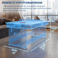 Garvee 7ft 3-in-1 Multi-Game Swivel Combination Table, Convertible Billiard Pool Table, Air Hockey & Table Tennis Multi Table with Patented Flip & Lock System for Family Game Room - Blue