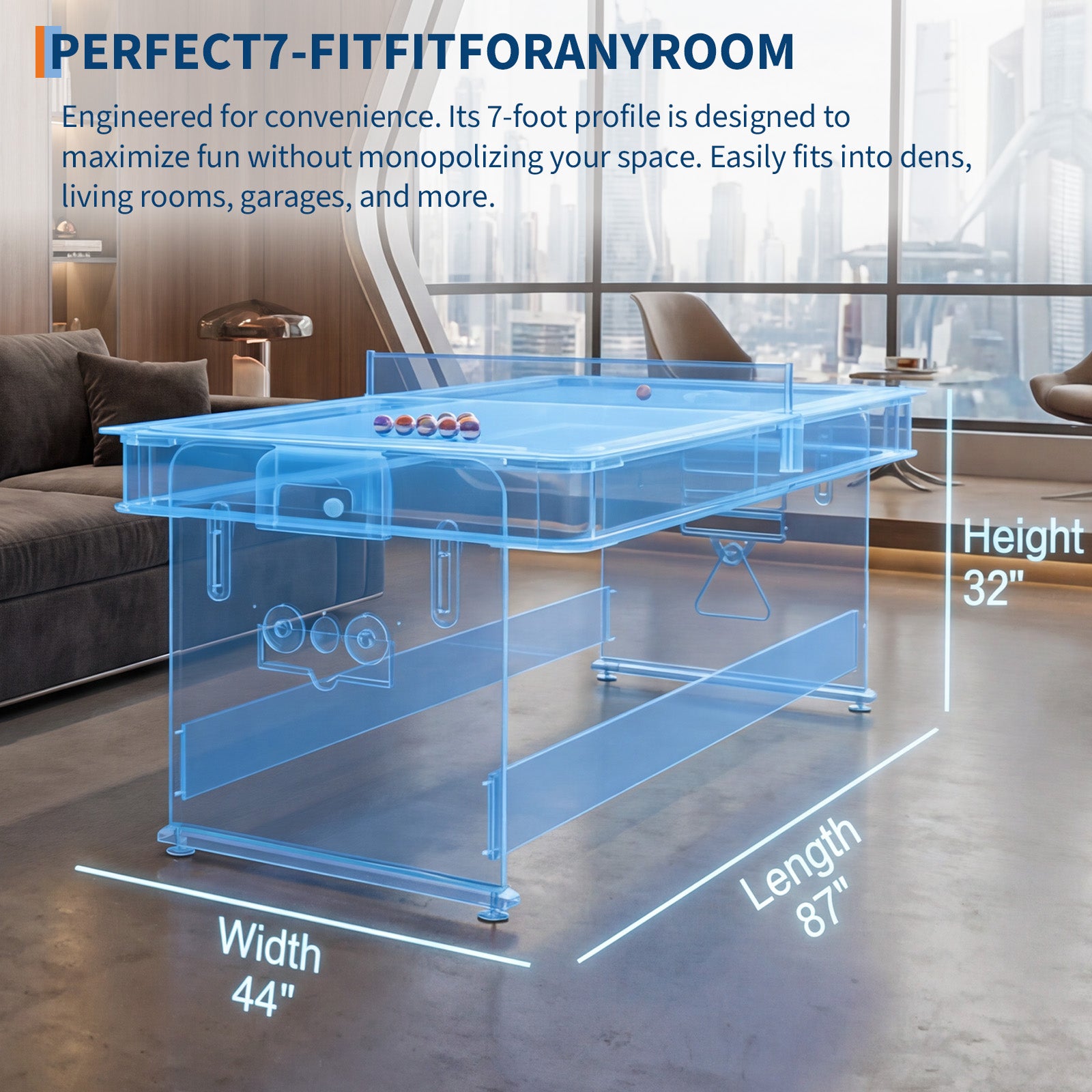 Garvee 7ft 3-in-1 Multi-Game Swivel Combination Table, Convertible Billiard Pool Table, Air Hockey & Table Tennis Multi Table with Patented Flip & Lock System for Family Game Room - Red