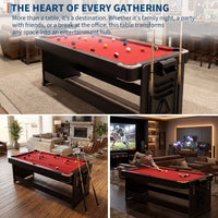 Garvee 7ft 3-in-1 Multi-Game Swivel Combination Table, Convertible Billiard Pool Table, Air Hockey & Table Tennis Multi Table with Patented Flip & Lock System for Family Game Room - Red