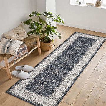 Garvee Vintage Boho Runner Rugs Black & Grey 2'x6' Washable Non-Slip Soft Pastel Carpet for Living Room Bedroom Dining Nursery Office