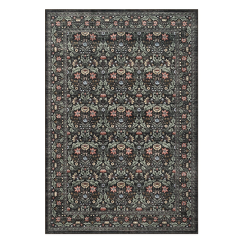 Garvee Washable 8x10 Area Rug Vintage Floral Brown Non-Slip Low Pile Stain Resistant Soft Large Carpet for Living Room Bedroom Dining Room Kitchen