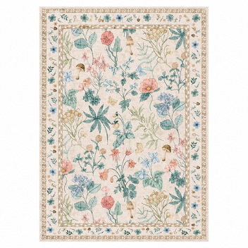 Garvee 8x10 Washable Floral Area Rug, Non-Slip Low Pile Rug, Stain Resistance Carpet for Living Room, Bedroom, Dining Room, Beige