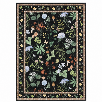 Garvee 8x10 Washable Floral Area Rug, Non-Slip Low Pile Rug, Stain Resistance Carpet for Living Room, Bedroom, Dining Room, Black