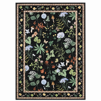 Garvee 8x10 Washable Floral Area Rug, Non-Slip Low Pile Rug, Stain Resistance Carpet for Living Room, Bedroom, Dining Room, Black