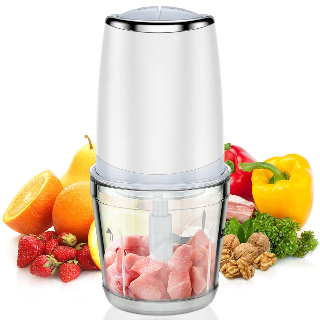 Compact Food Processor, 2.5 Cup Glass Bowl, Electric Chopper - GARVEE