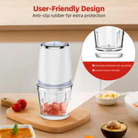 5000RPM Compact Food Processor, 300W, 2.5 Cup Glass Bowl, Electric Chopper, 4-Wing Stainless Steel Blades