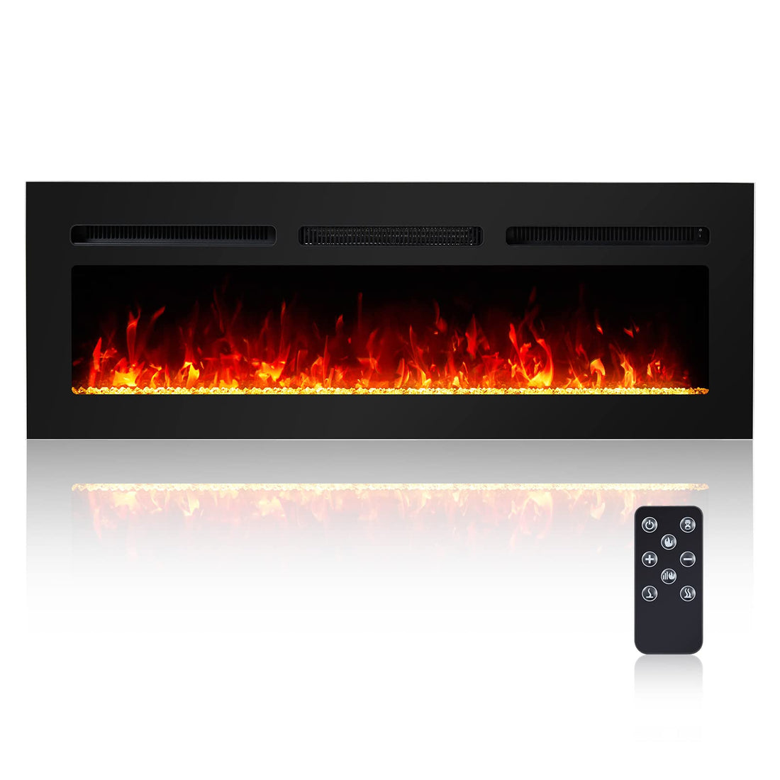 50 Inch Electric Fireplace Inserts Recessed and Wall Mounted Electric Fireplace Heater with RC