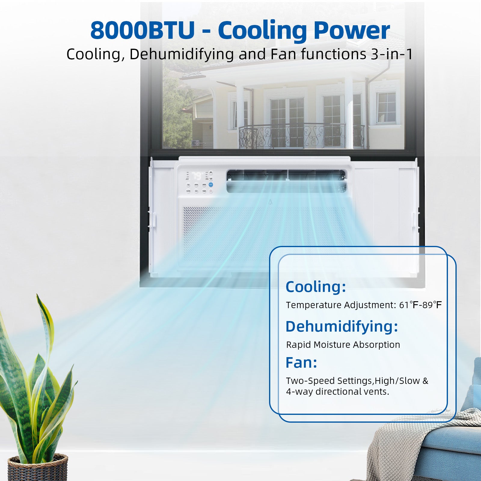 8000 BTU Smart Inverter AC,  450 Sq.Ft, Window Unit With App Control