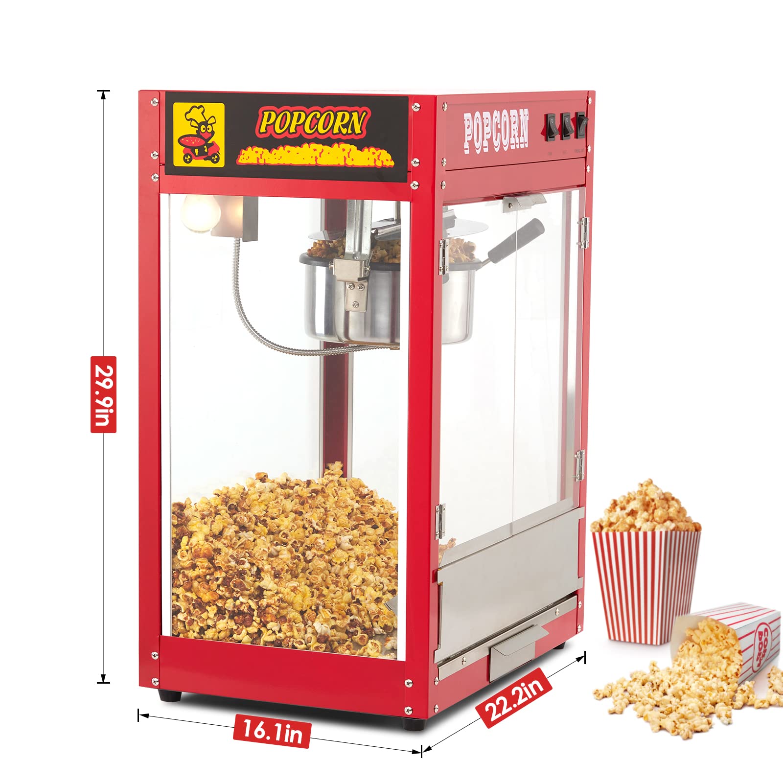 8OZ Kettle Popcorn Machine + 10 Buckets for Large Events - GARVEE