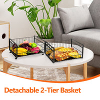 2-Tier Kitchen Counter Fruit Basket with 4 Banana Hangers