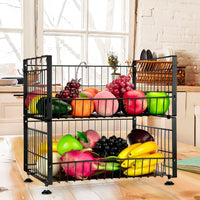 2-Tier Kitchen Counter Fruit Basket with 4 Banana Hangers