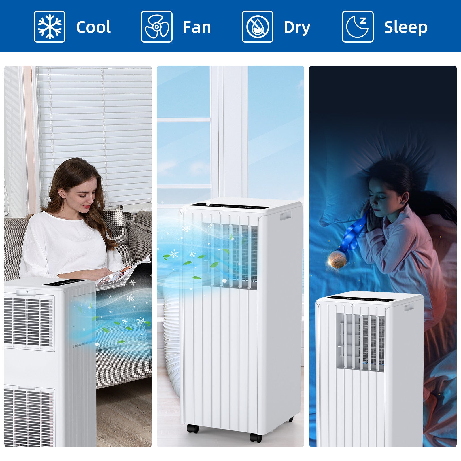 GARVEE Portable AC/Dehumidifier Fan 3-In-1, 8000 BTU