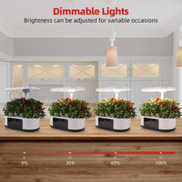 12-Pod Hydroponic System, 120x24W Lights, 5 Colors, 4 Options of Timer, 16" High