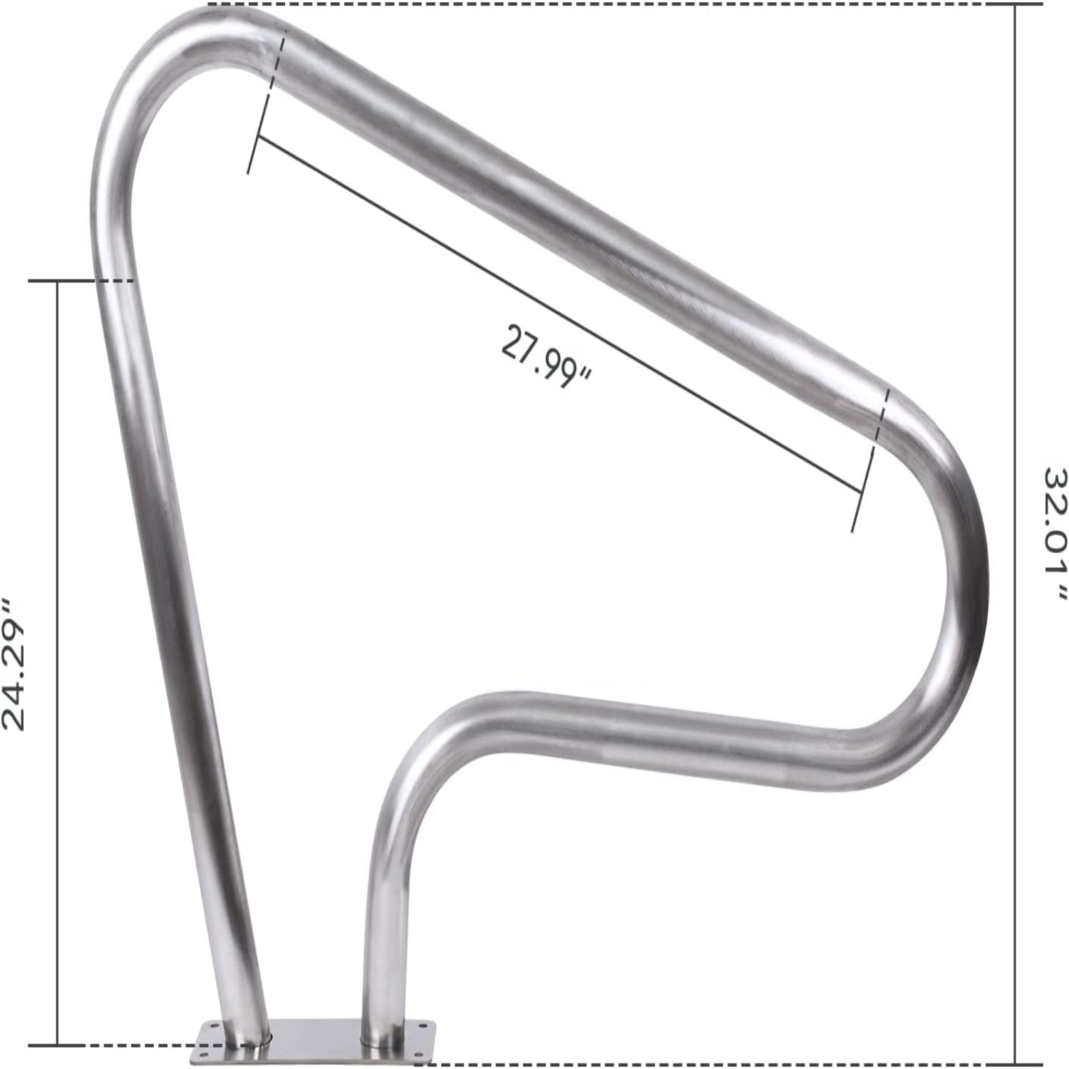 Garvee 39"x32" Stainless Steel Pool Handrail with Blue Grip Cover Rustproof Stair Rail, 250 lbs Load Capacity for Inground Pools