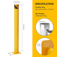 2 Pack Safety Steel Bollards, 4.5" Dia. for Secure Areas