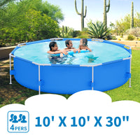 Garvee Above Ground Pool 10ft Round Frame, Corrosion & Puncture Resistant, Filter Pump Included, PVC Material, Easy Assembly, Family Backyard Fun