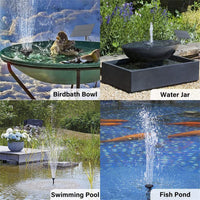 Garvee Solar Fountain Pump 1.5W for Bird Bath, Pond & Fountain, 7 Spray Nozzles, Submersible with Filter, Easy Setup