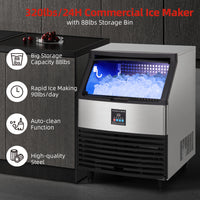 GARVEE 320lbs/24H Commercial Ice Maker Machine Stainless Steel Under Counter Ice Machine with 88lbs Storage for Restaurant Bars Home and Offices