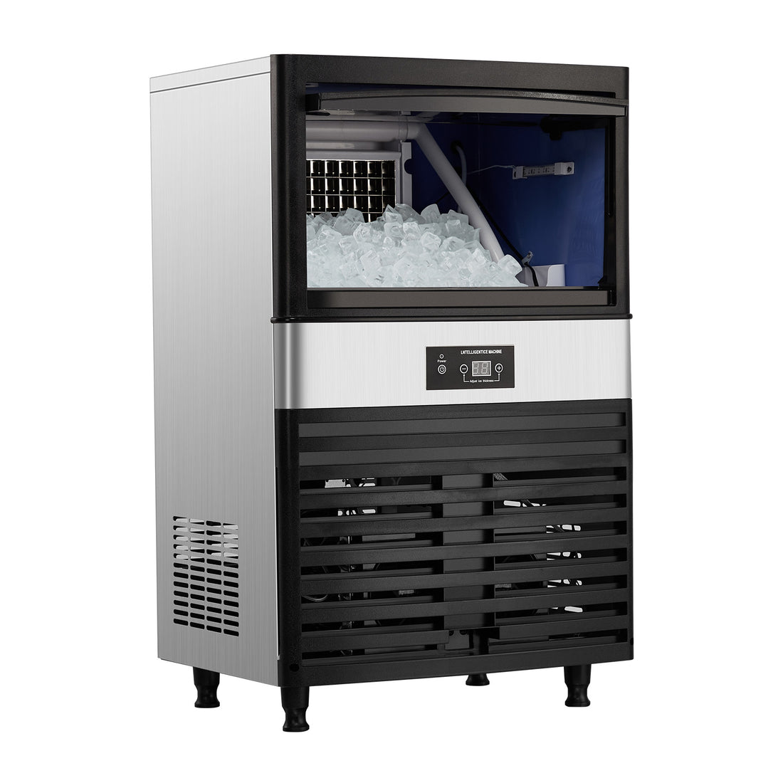 GARVEE Commercial Ice Maker Machine 160lbs/24H with 44lbs Storage Bin 304 Stainless Steel Under Counter Ice Maker for Homes Restaurants Bars Hotels