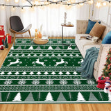 Garvee Washable Rug 8x10 Area Rug for Bedroom Modern Christmas Rug Deer Living Room Rug Non Slip Carpet Soft Stain Resistant Large Area Rug for Holiday Dining Room Classroom 8'x10' Green - Green