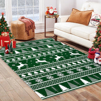 Garvee Washable Rug 8x10 Area Rug for Bedroom Modern Christmas Rug Deer Living Room Rug Non Slip Carpet Soft Stain Resistant Large Area Rug for Holiday Dining Room Classroom 8'x10' Green