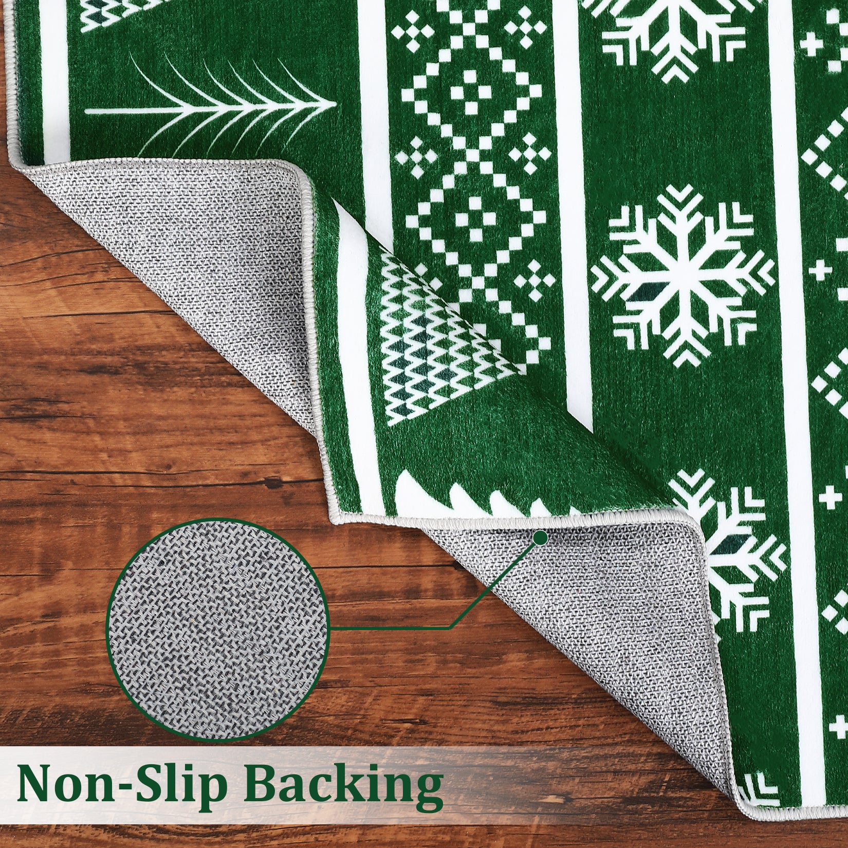 Garvee Christmas Area Rug 4x6 Rug Washable Rug Xmas Tree Deer Holiday Decor Modern Small Rug Artistic Entryway Rug Non Slip Carpet Soft Low Pile Accent Rugs for Nursery Living Room 4'x6' Green