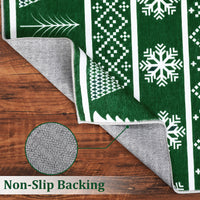 Garvee Washable Area Rug 5x7 Rug for Living Room Christmas Rug Non Slip Xmas Deer Tree Green Rug for Bedroom Aesthetic Soft Low Pile Carpet Stain Resistant Carpet for Dining Room 5'x7' Green