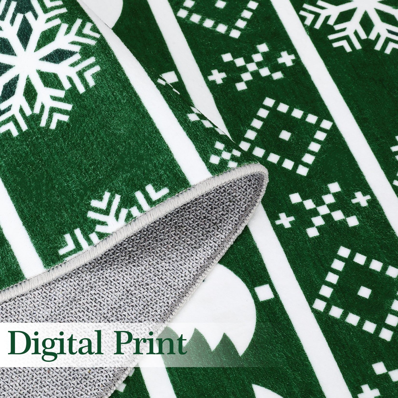 Garvee Christmas Area Rug 6x9 Rug for Living Room Machine Washable Rug Modern Deer Snowflake Green Rug for Bedroom Non Slip Carpet Stain Resistant Large Rug for Dining Room Classroom 6'x9' Green