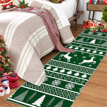 Garvee Christmas Runner Rug 2x6 Hallway Rug Xmas Tree Green Rug Runner Kitchen Rug Washable Rug Non Slip Carpet Holiday Decor Soft Rug for Bedroom Bathroom Laundry Living Room 2'x6' Green