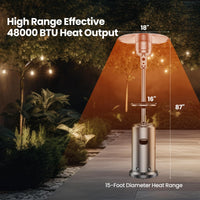 48,000 BTU Outdoor Umbrella Heater with Safety Tilt & Wheels