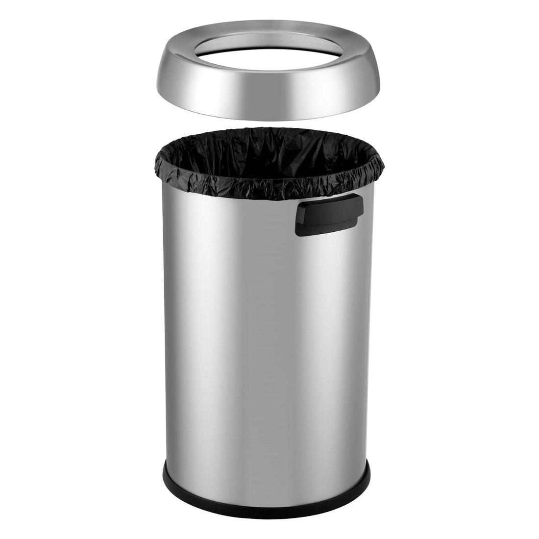 GARVEE 65 L / 17 Gal Open Top Trash Can Commercial Grade Heavy Duty Brushed Stainless Steel Waste Bins